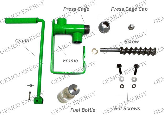 structure and components of the manunal oil press